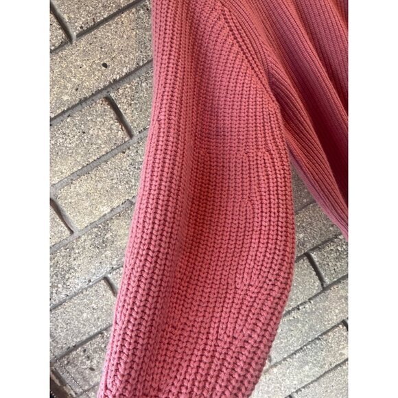 Staud Aura Pink Knit Sweater Balloon Sleeves Womens XL Soft Wool & Cotton Blend - Picture 7 of 14